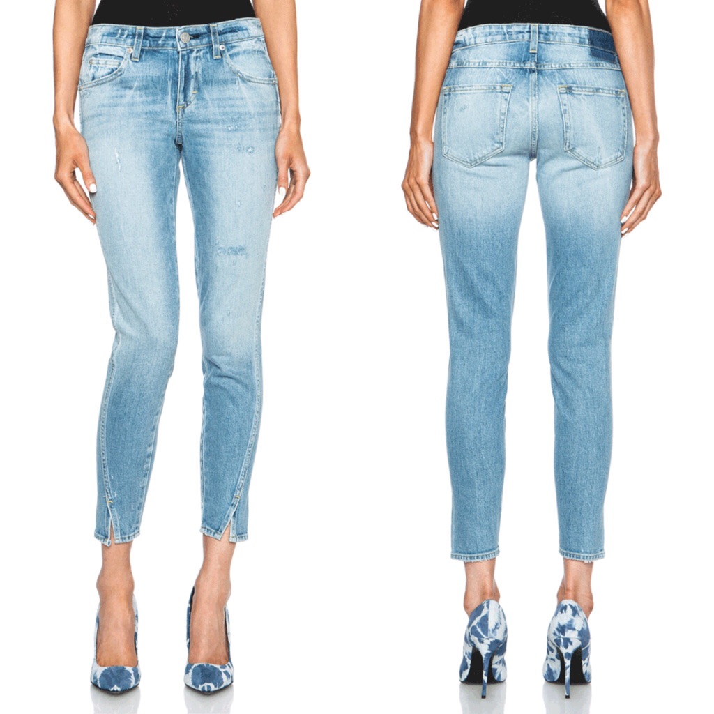 Amo Twist Hem Slim Cropped Light Wash Sweet Cheeks Jeans